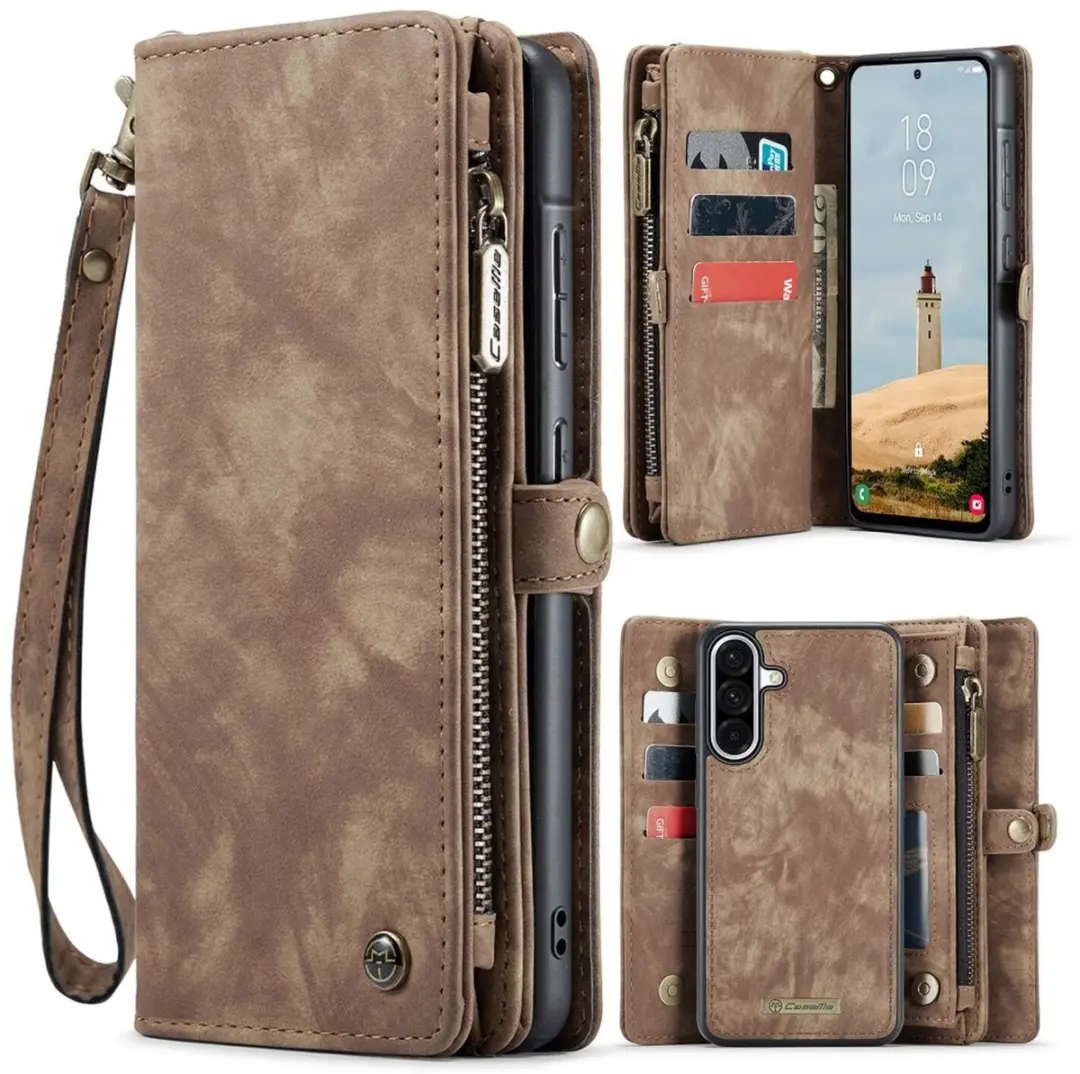 Caseme 008 Book Case Back Cover Samsung Galaxy A17 - 3 Pasjes - Bruin