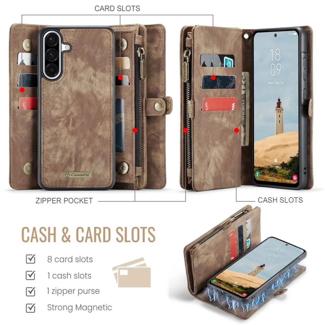 Caseme 008 Book Case Back Cover Samsung Galaxy A17 - 3 Pasjes - Bruin