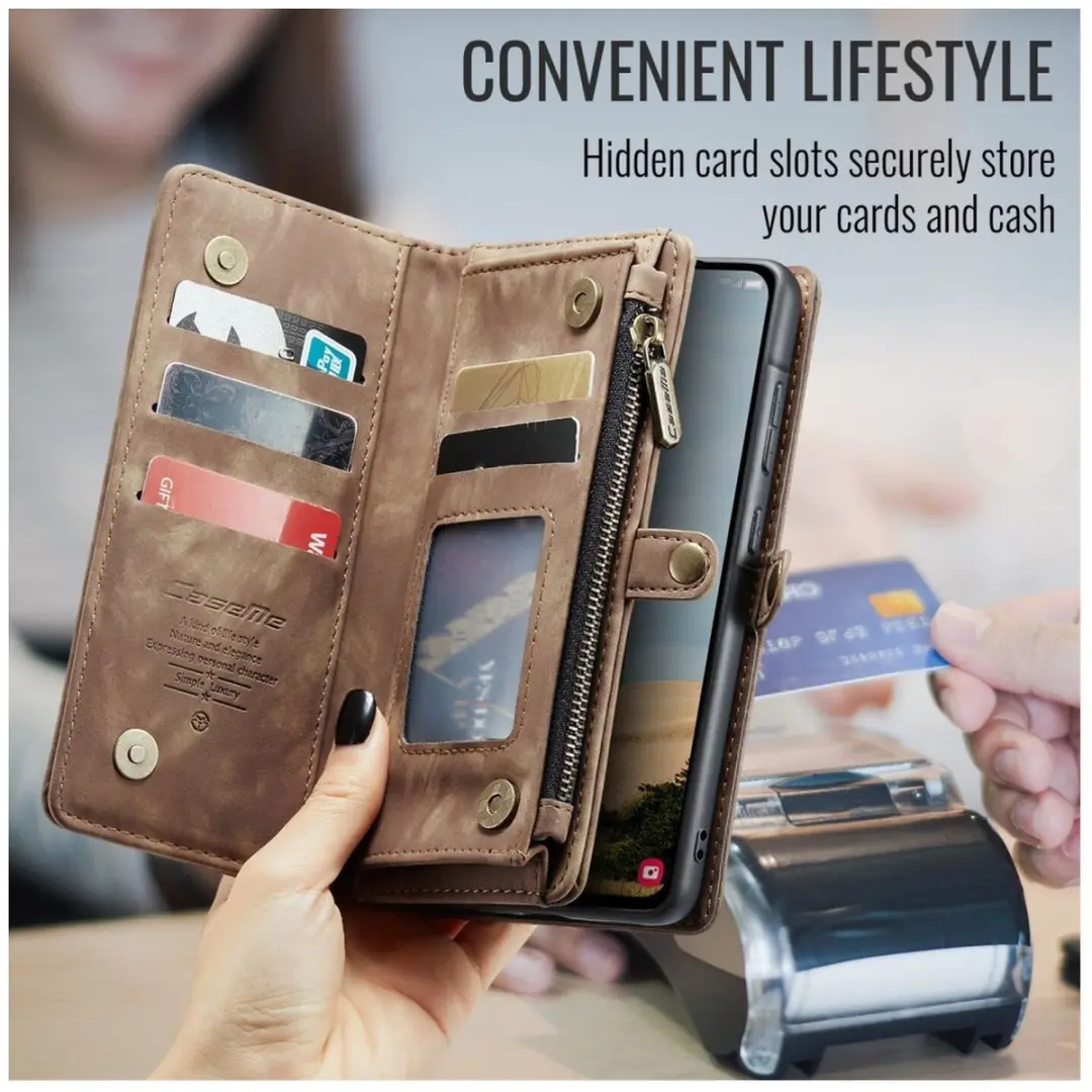 Caseme 008 Book Case Back Cover Samsung Galaxy A17 - 3 Pasjes - Bruin - afbeelding 6 van 6