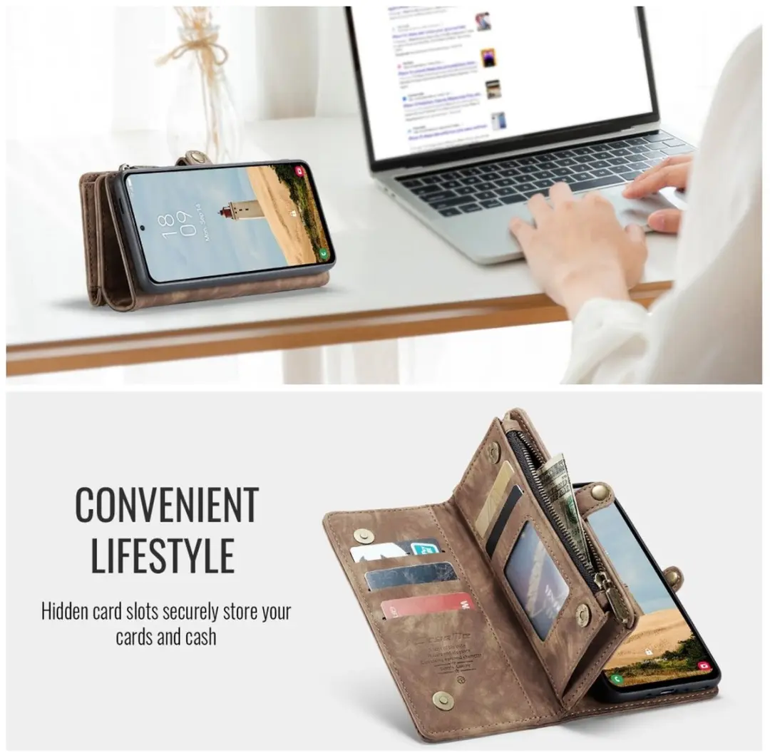 Caseme 008 Book Case Back Cover Samsung Galaxy A17 - 3 Pasjes - Bruin