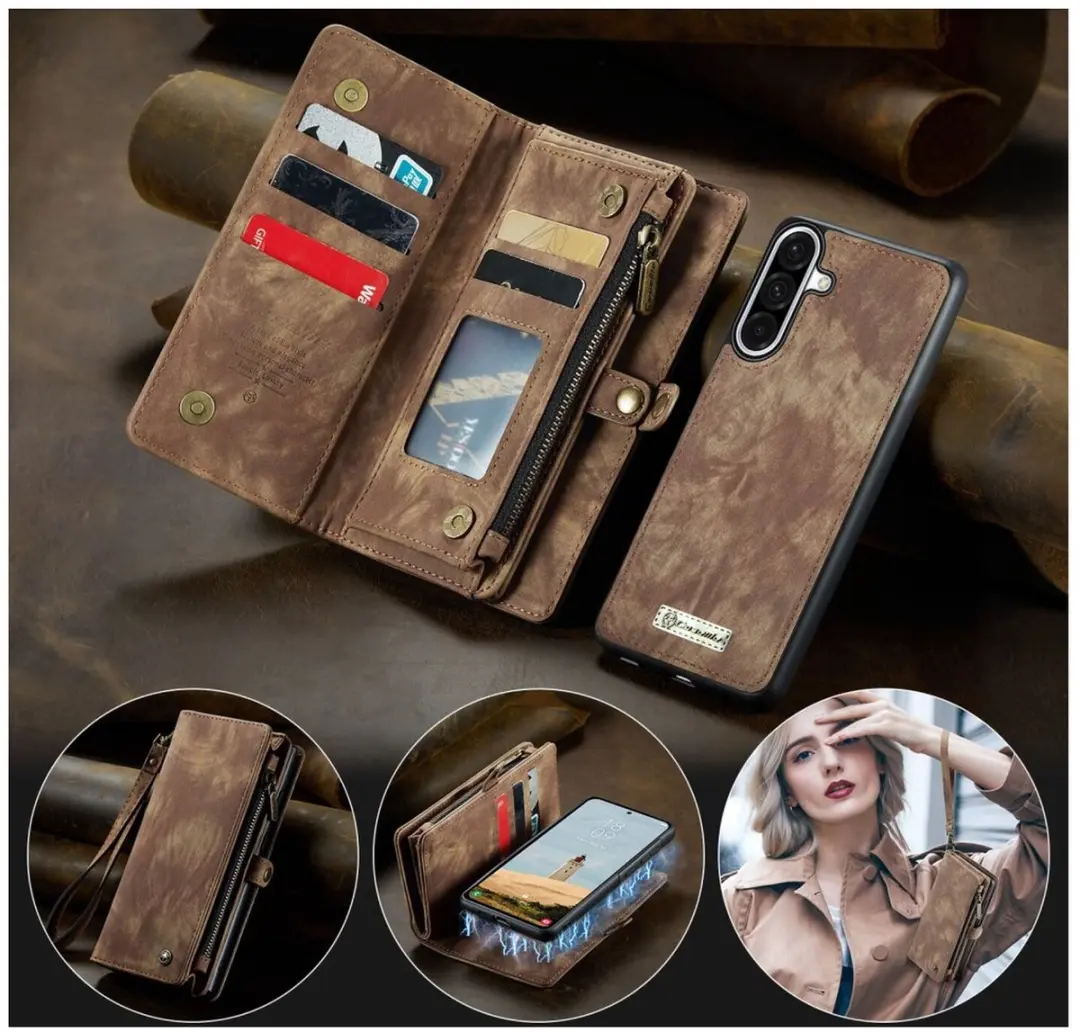 Caseme 008 Book Case Back Cover Samsung Galaxy A17 - 3 Pasjes - Bruin