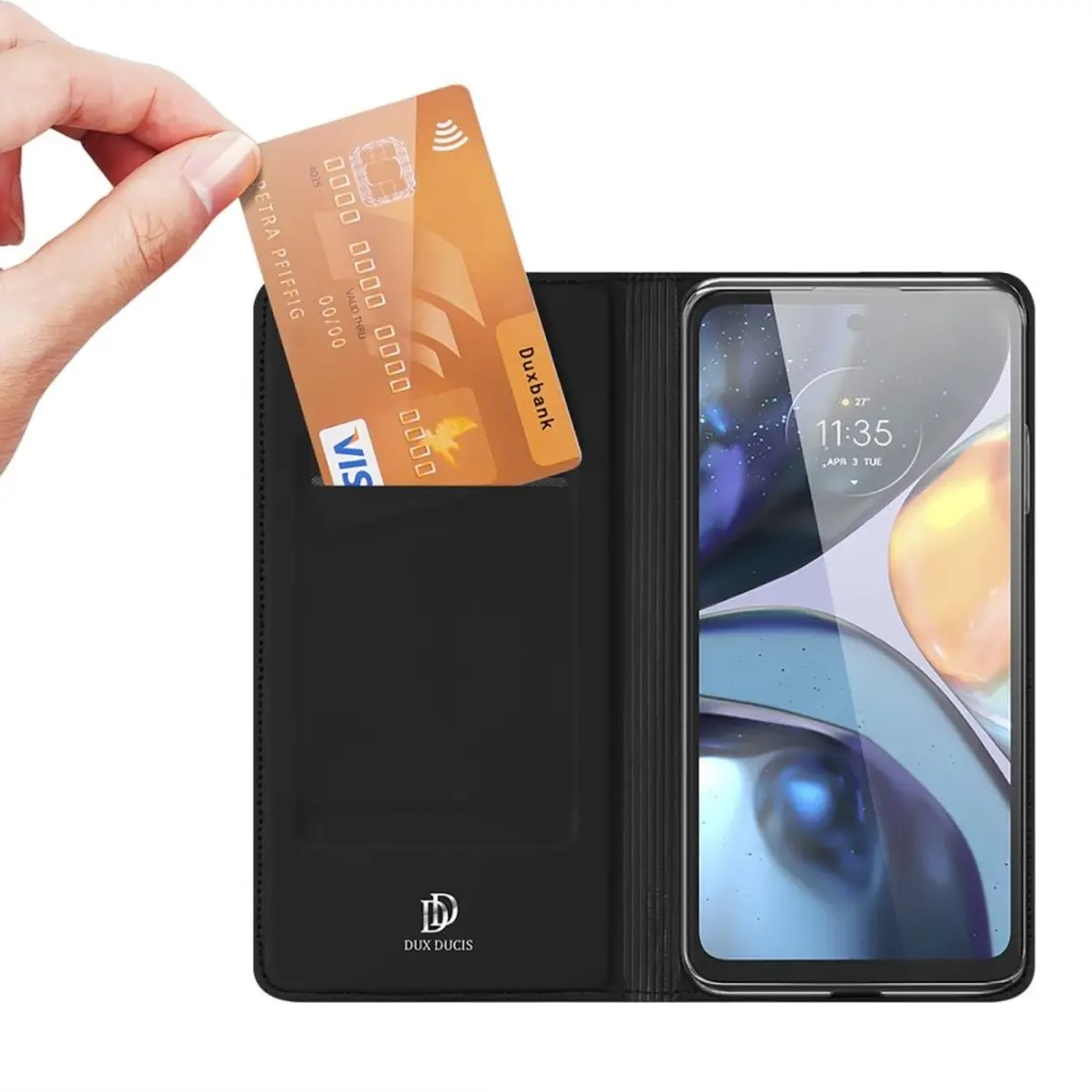 Dux Ducis Slim Bookcase Hoes Motorola Moto G22 - Zwart - afbeelding 6 van 6