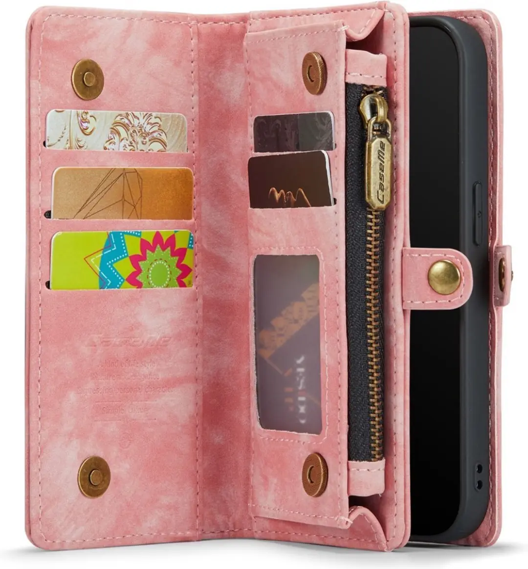 Caseme 008 iPhone Hoesje - Roze - 2-in-1 Book Case & Portemonnee