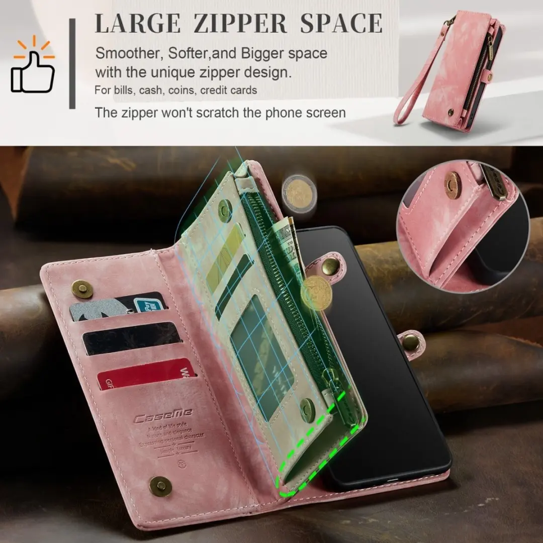 Caseme 008 iPhone Hoesje - Roze - 2-in-1 Book Case & Portemonnee