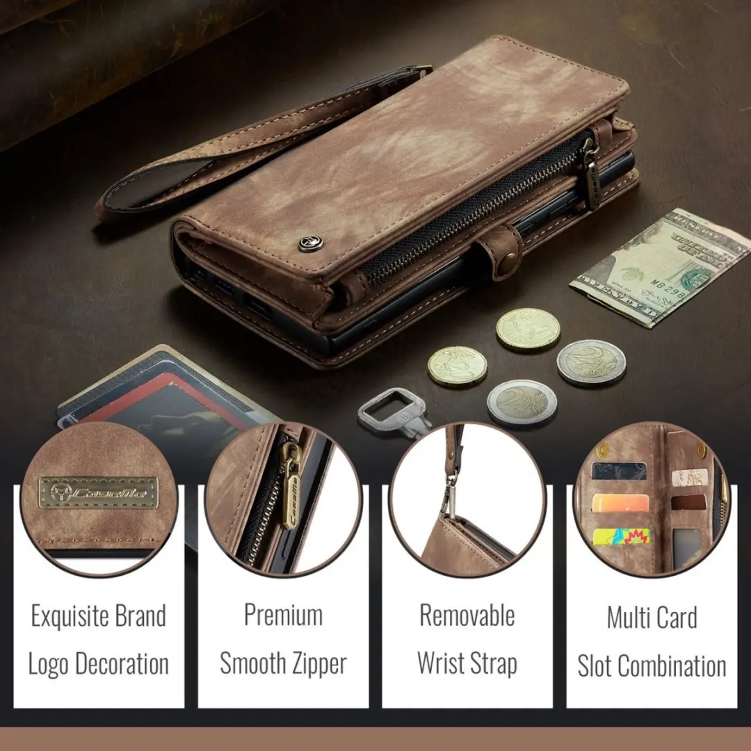 Caseme 008 iPhone 16 Plus Hoesje - Book Case & Portemonnee 8 Pasjes - Bruin