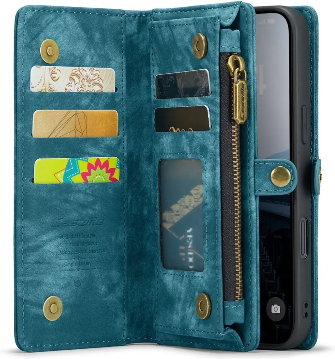 Caseme iPhone 16 Plus Hoesje Vintage 2-in-1 Portemonnee - Blauw