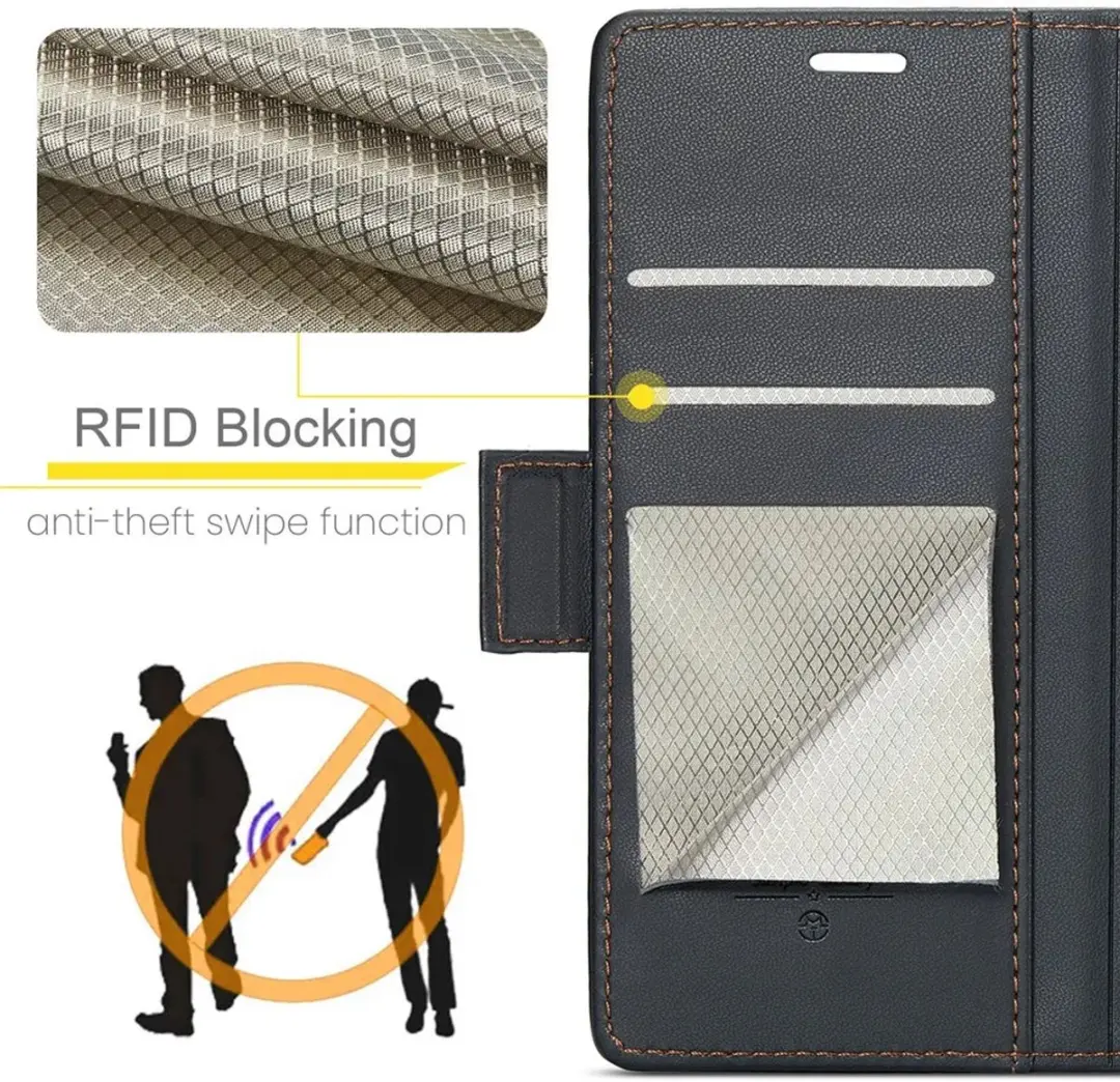 Caseme Litchi Texture Book Wallet Hoesje Samsung Galaxy S25 Plus - 3 Pasjes - Zwart