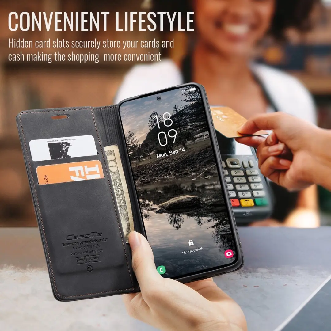 Caseme 013 Book Case Hoesje Samsung Galaxy S25 FE - Zwart - afbeelding 6 van 6