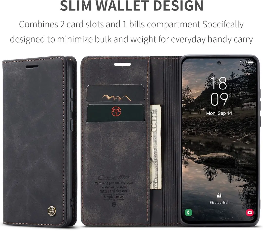 Caseme 013 Book Case Hoesje Samsung Galaxy S25 FE - Zwart