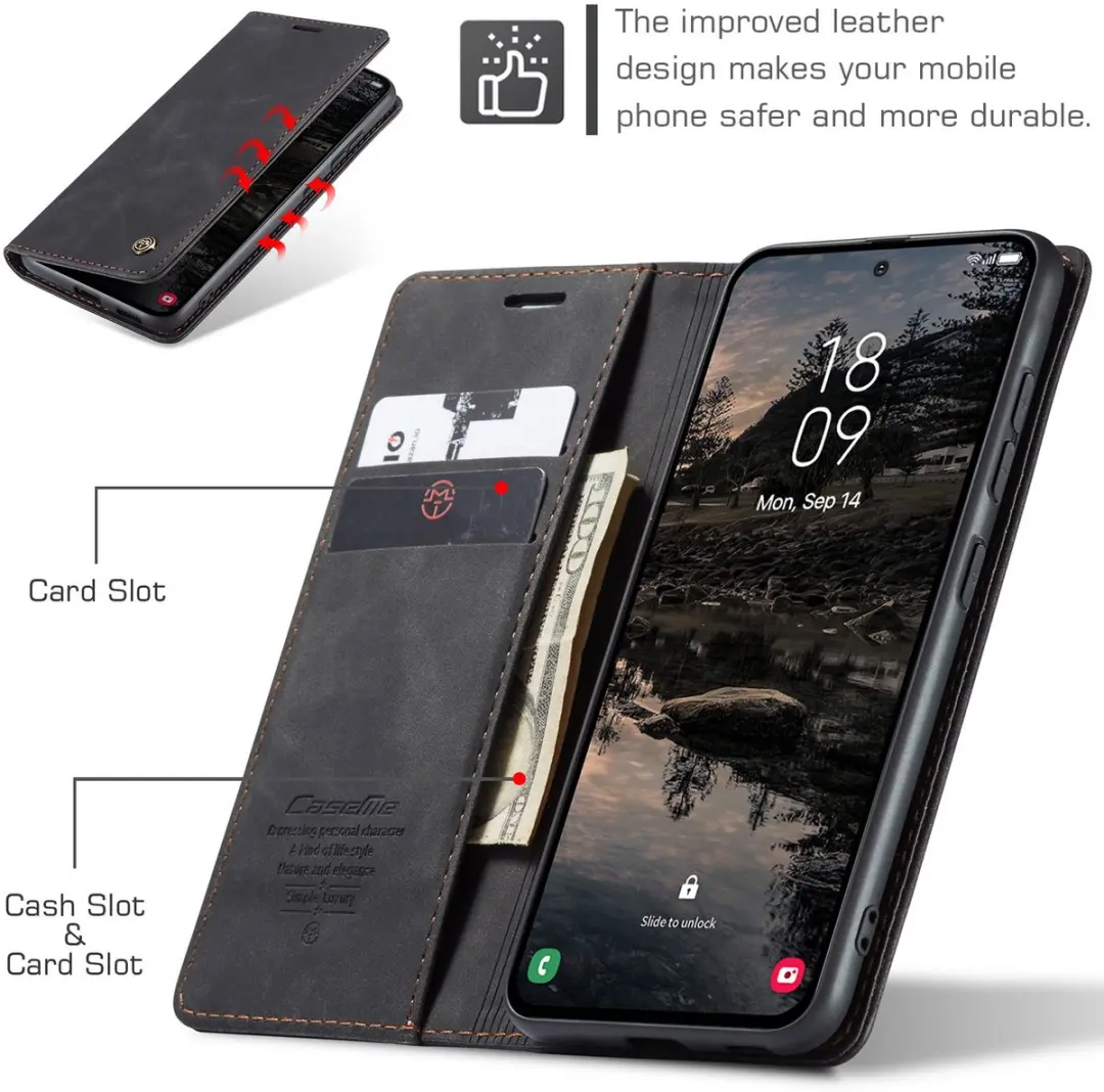 Caseme 013 Book Case Hoesje Samsung Galaxy S25 FE - Zwart