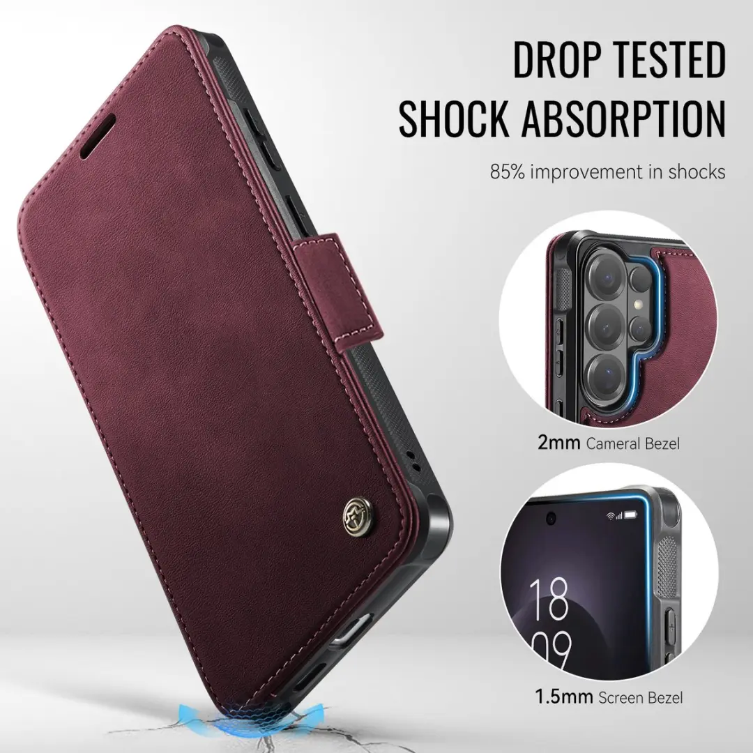 Caseme Hoesje Samsung Galaxy S22 Ultra MagSafe Rood - 3 Pasjes