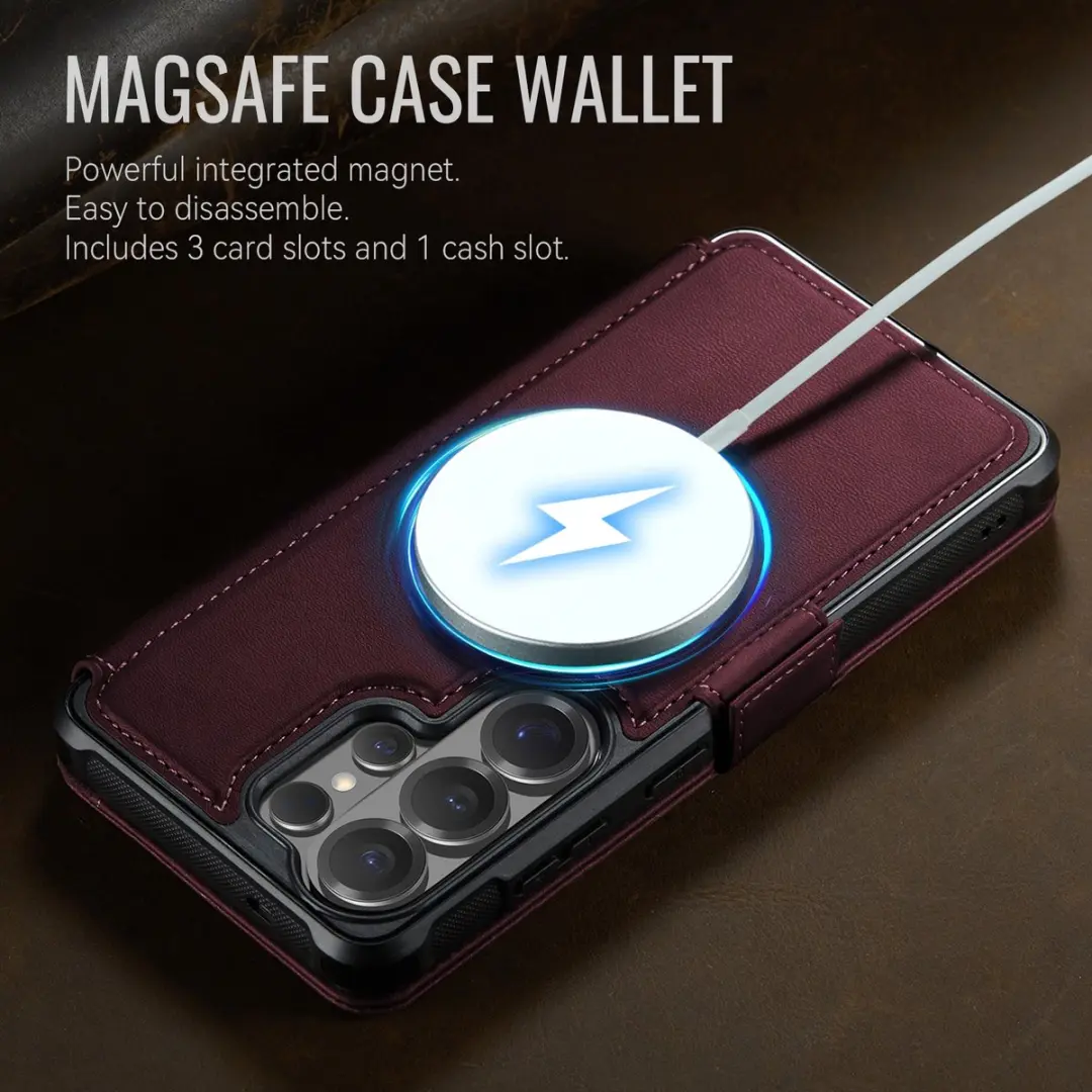 Caseme Hoesje Samsung Galaxy S22 Ultra MagSafe Rood - 3 Pasjes