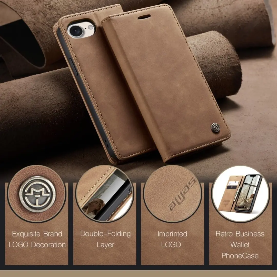 Caseme 013 Book Case iPhone Hoesje - Bruin
