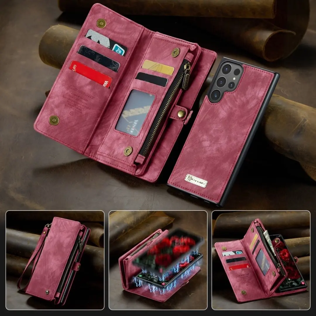 Caseme 008 Hoesje Samsung Galaxy S25 Ultra - 2-in-1 Book Case - 8 Pasjes - Pink