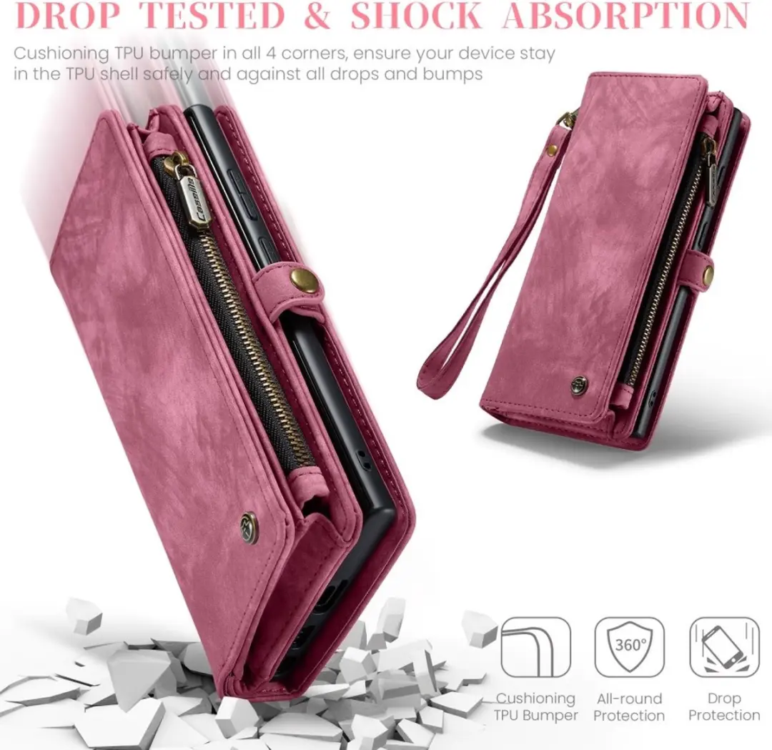 Caseme 008 Hoesje Samsung Galaxy S25 Ultra - 2-in-1 Book Case - 8 Pasjes - Pink
