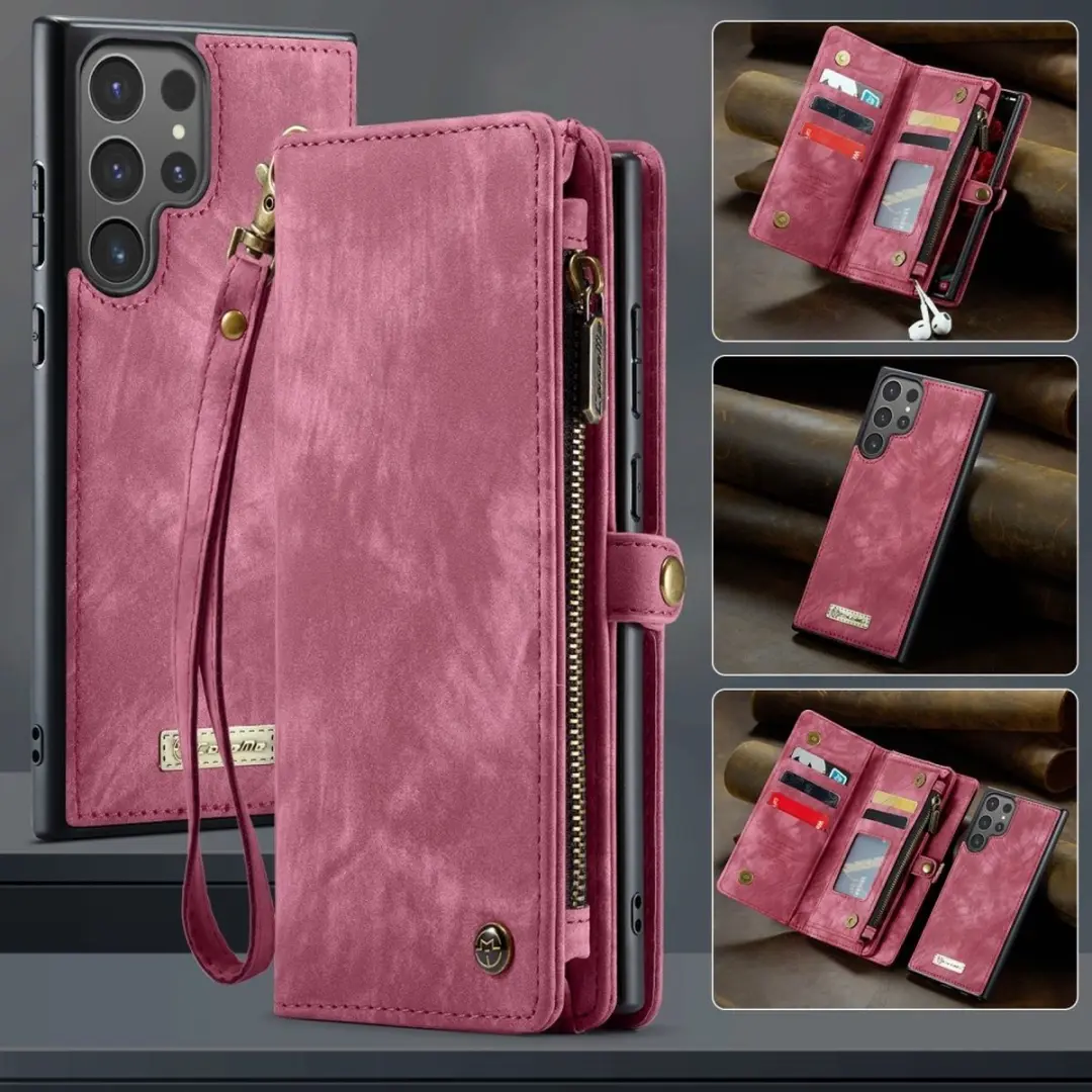 Caseme 008 Hoesje Samsung Galaxy S25 Ultra - 2-in-1 Book Case - 8 Pasjes - Pink - afbeelding 6 van 6