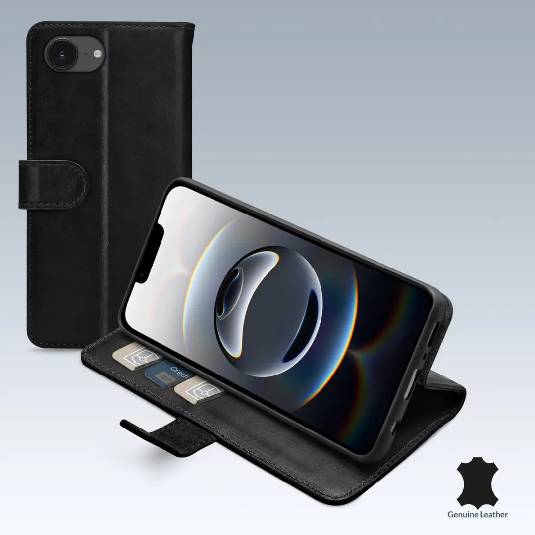 Mobilize Bookcase Hoesje iPhone 16e - Effen Zwart - 4 Pasjes - MOB-LWB-IPHSE4