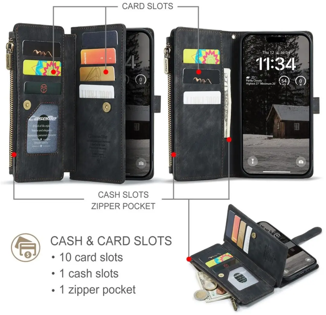 CaseMe C30 Hoesje iPhone Air - Pasjeshouder 10 Stuks - Zwart