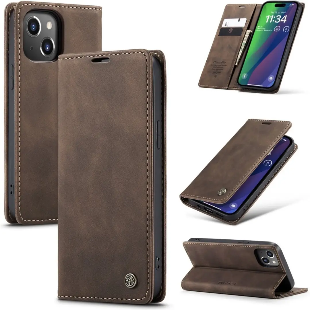 Caseme 013 Book Case iPhone 16 Hoesje - Donkerbruin