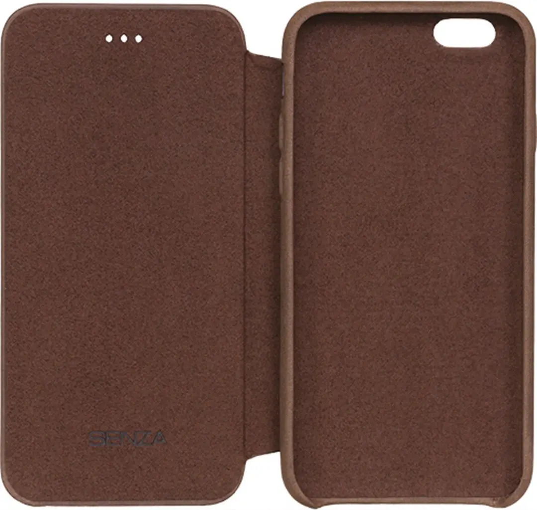 Senza Raw Skinny Bookcase iPhone 6/6s Hoesje - Chestnut Brown - 3 Pasjes