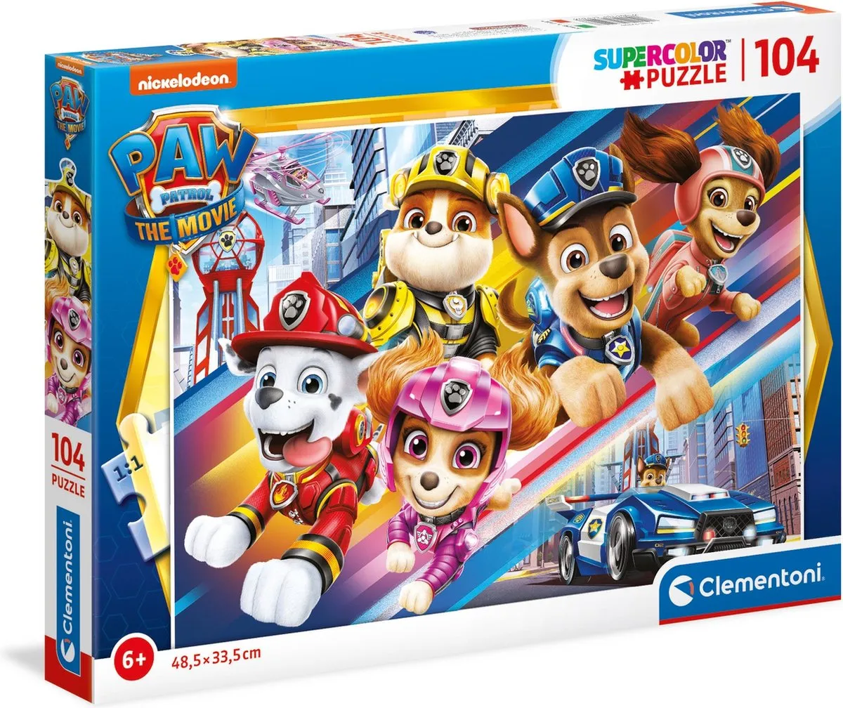 Clementoni Paw Patrol Legpuzzel 104 Stukjes - 48,5x33,5cm Multicolor