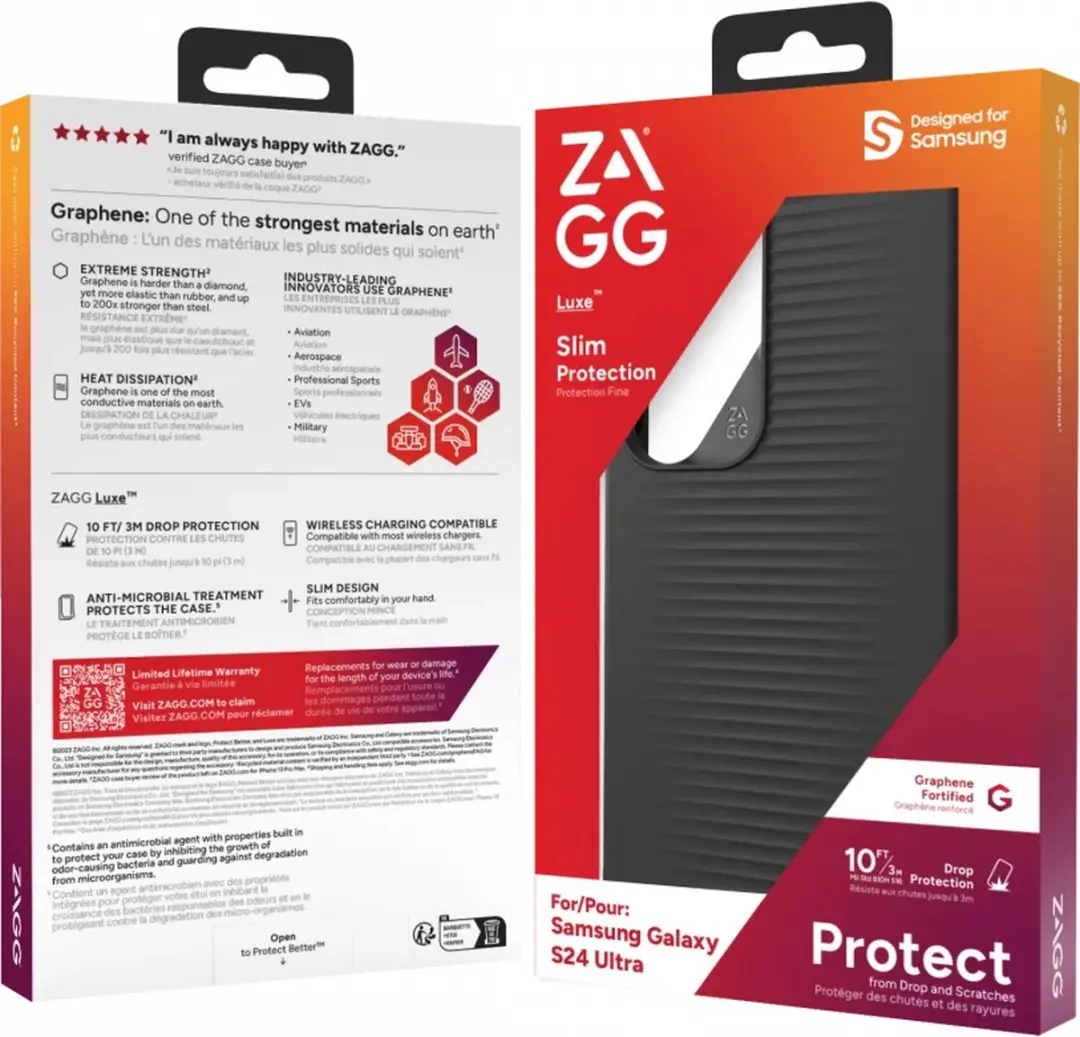 ZAGG Luxe Samsung Galaxy S24 Ultra Hoesje 3M Valbescherming - Zwart