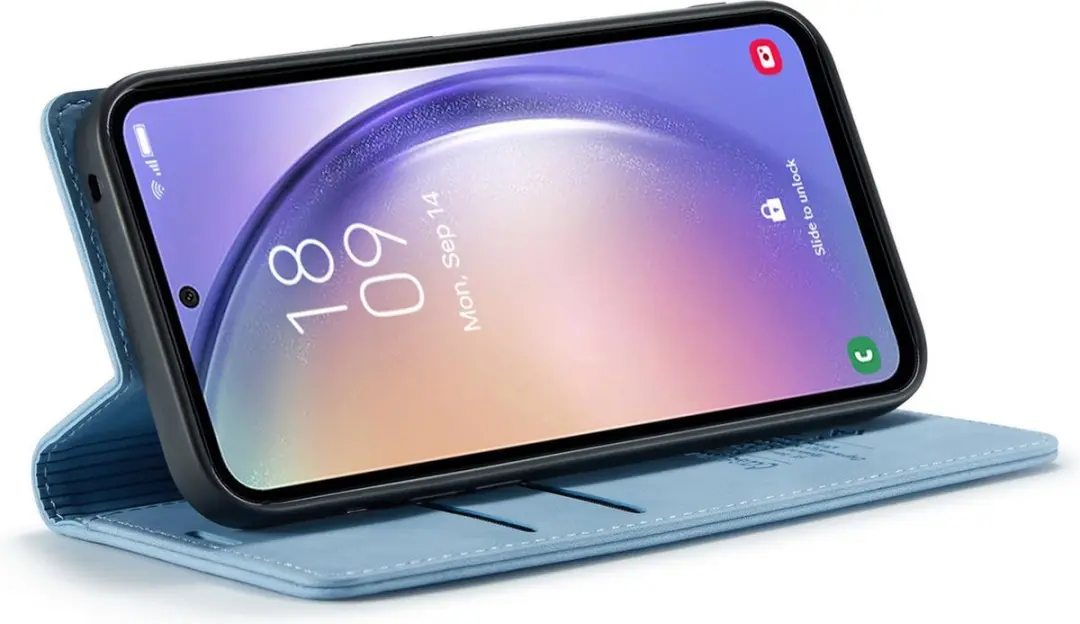 Caseme Samsung Galaxy A14 5G Hoesje - Lichtblauw Kunstleer