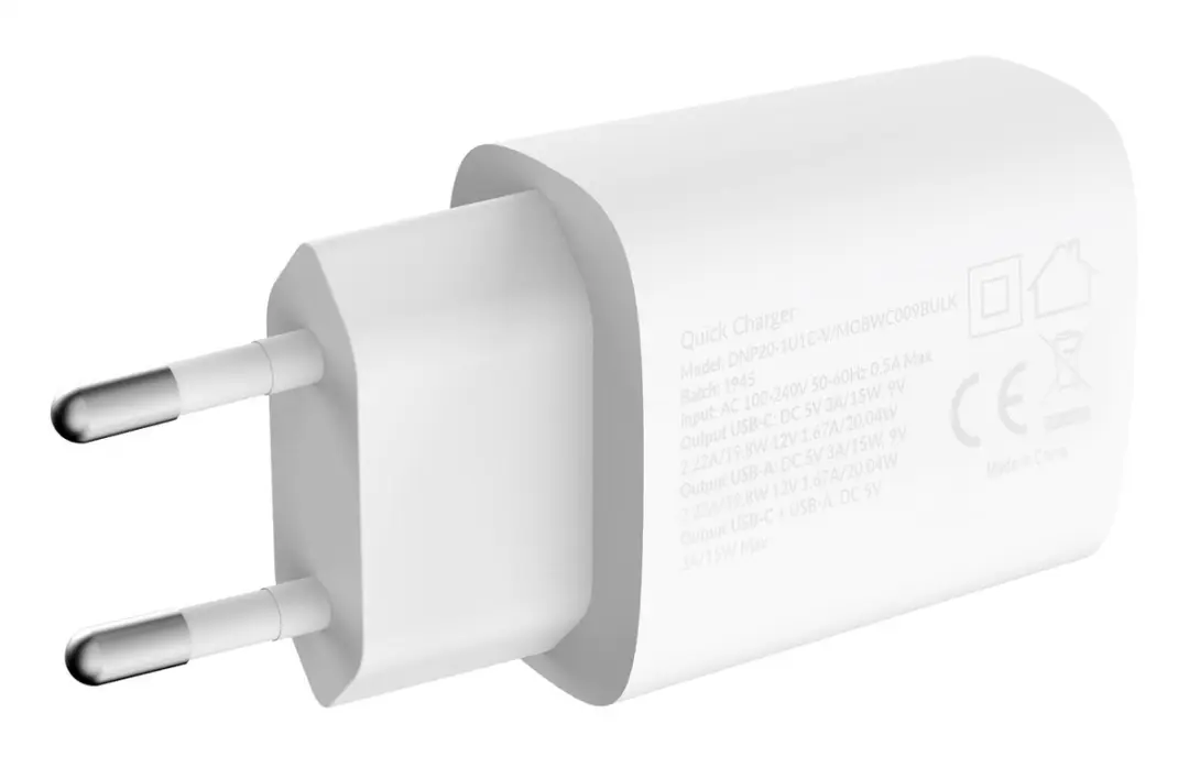 Mobilize Dual USB/USB-C Oplader Power Delivery 20W - Wit
