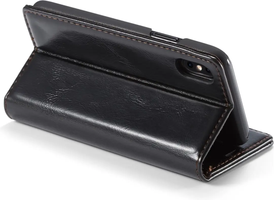 Caseme Kunstleer Wallet voor iPhone XS Max - 3 Pasjes - Zwart