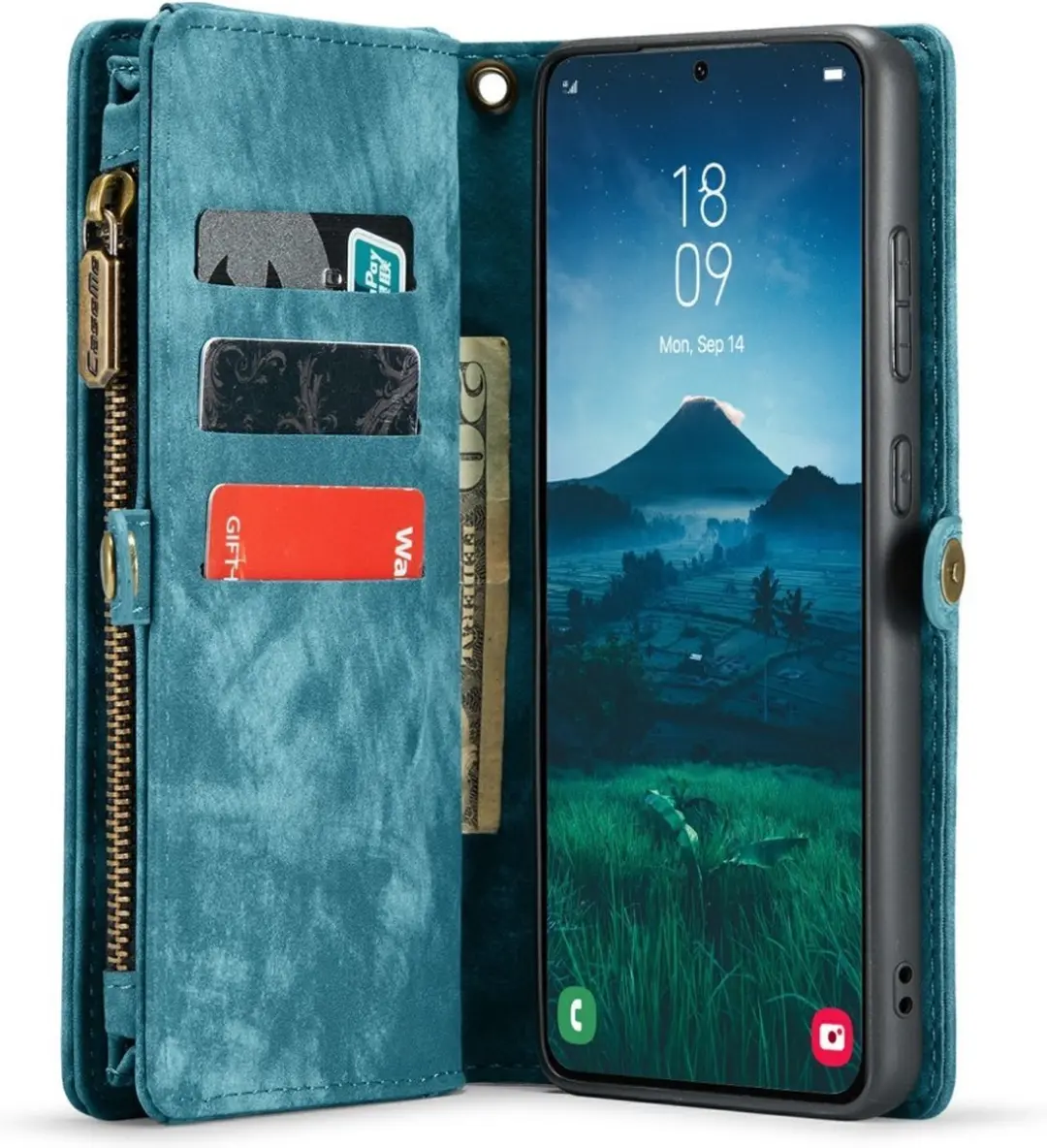 Caseme 008 Hoesje Samsung Galaxy S24 - Blauw - 8 Pasjes