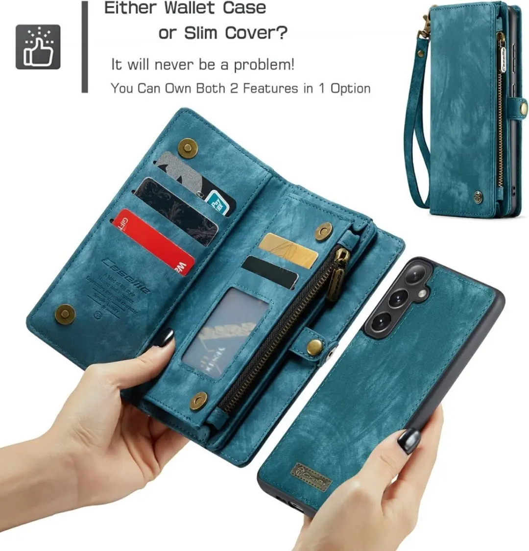 Caseme 008 Hoesje Samsung Galaxy S24 - Blauw - 8 Pasjes