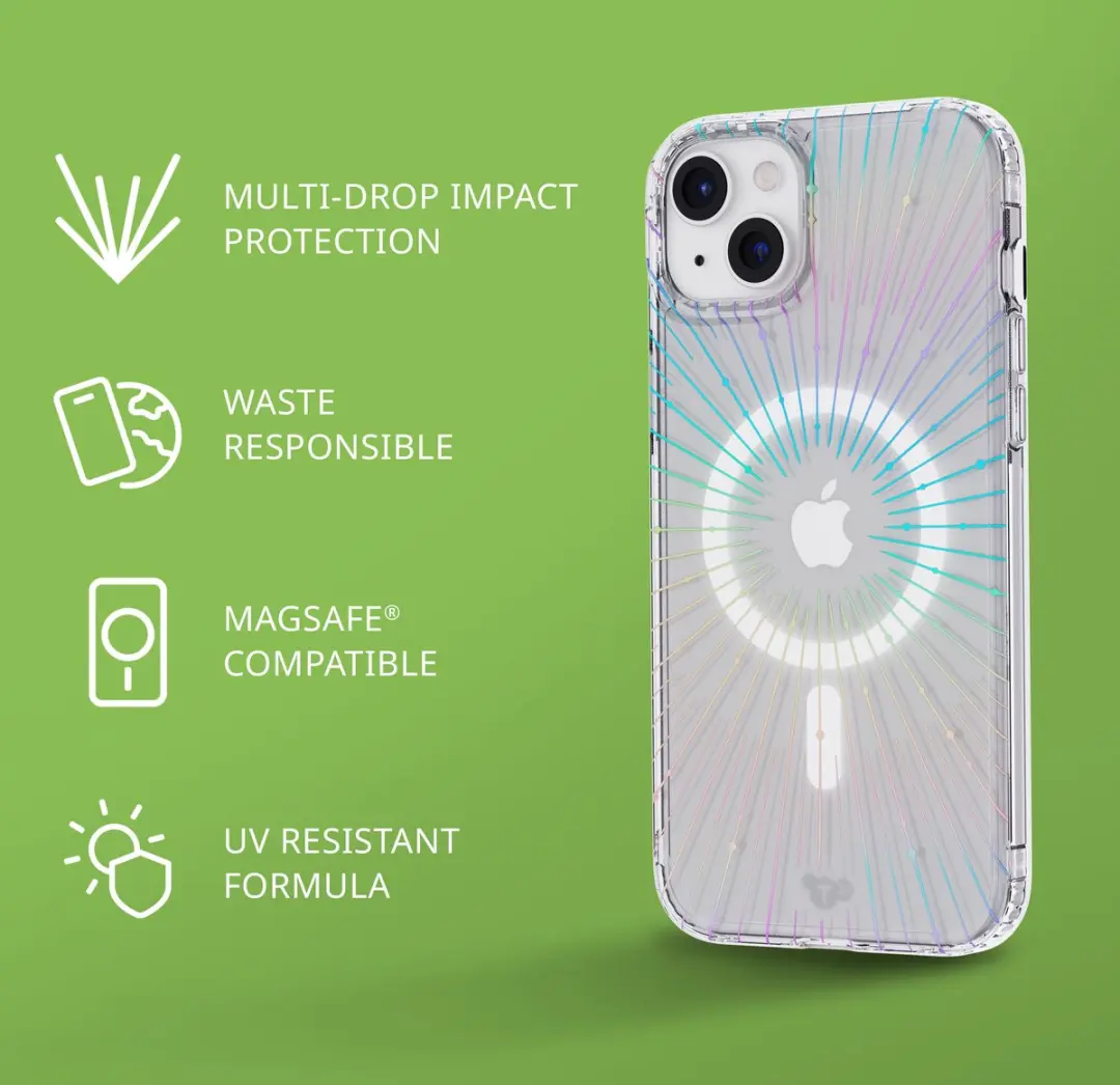 Tech21 Evo Clear iPhone 15 Plus Hoesje - MagSafe - 3,6m Valbestendig - Transparant Glitter