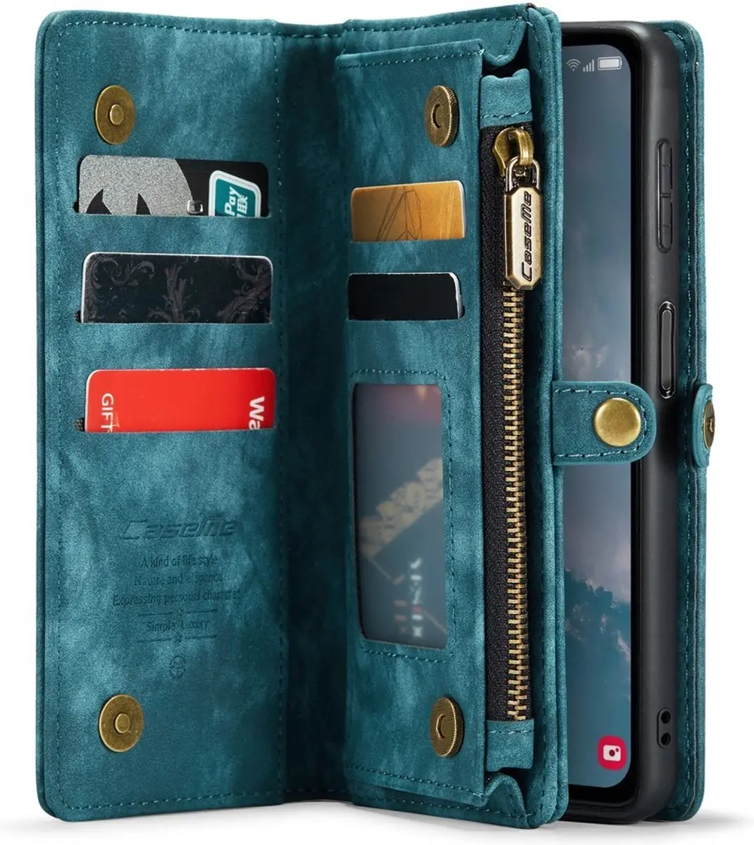 Caseme 008 Hoesje Samsung Galaxy A34 - Blauw - 8 Pasjes