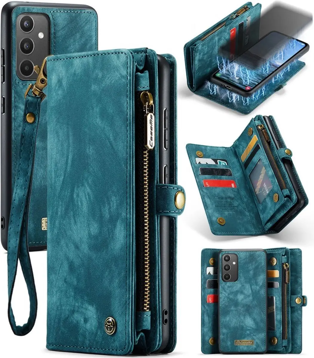 Caseme 008 Hoesje Samsung Galaxy A34 - Blauw - 8 Pasjes