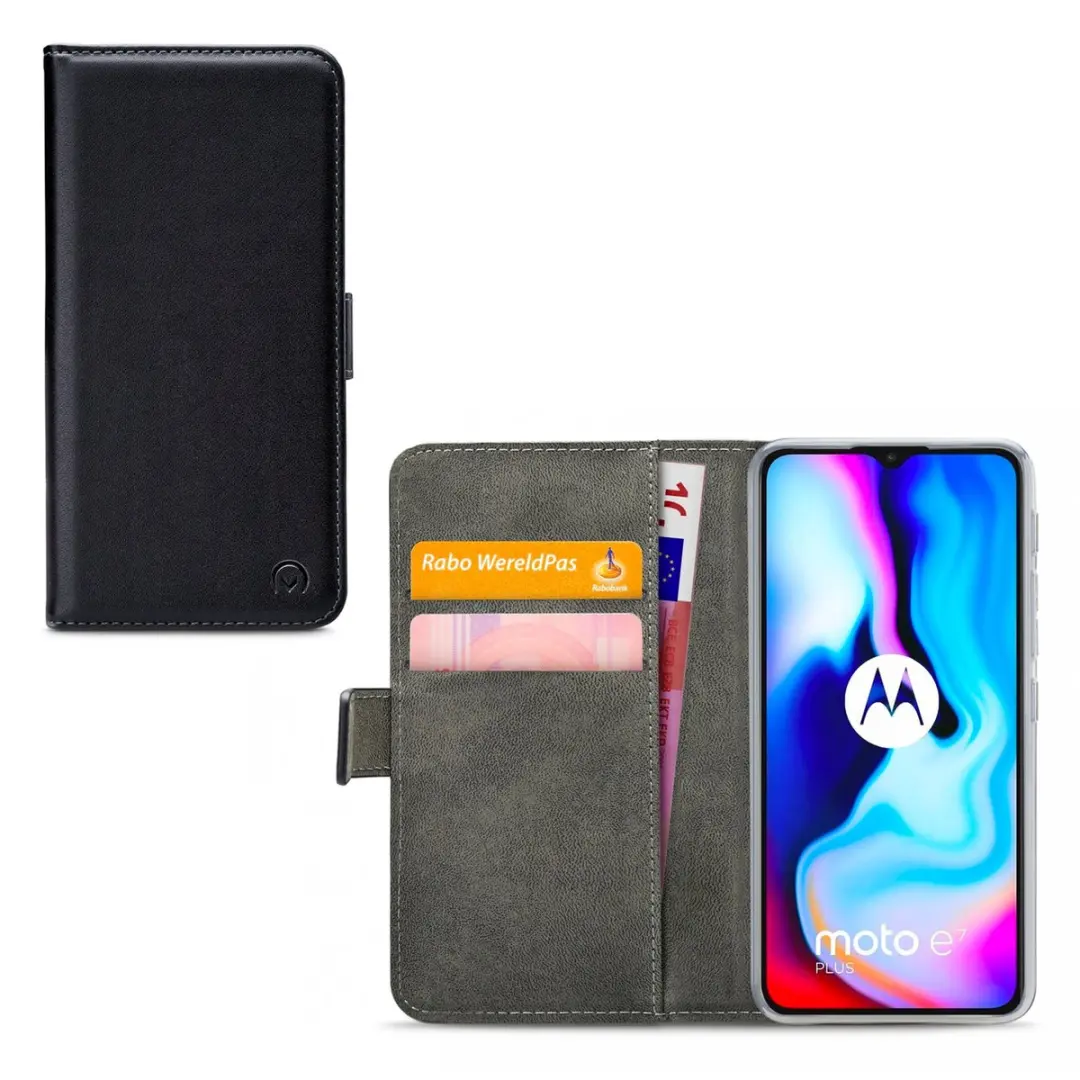 Mobilize Motorola Moto E7 Plus Hoesje - Effen Zwart - 4 Pasjes