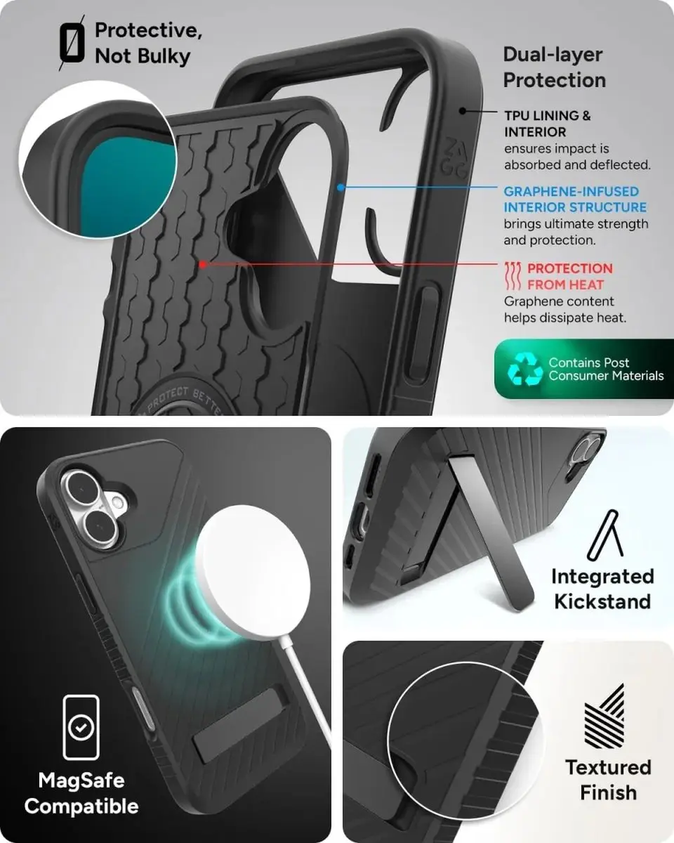 ZAGG Denali Snap Mag KS 702315251 iPhone 16 Plus Hoesje - Zwart - afbeelding 6 van 6