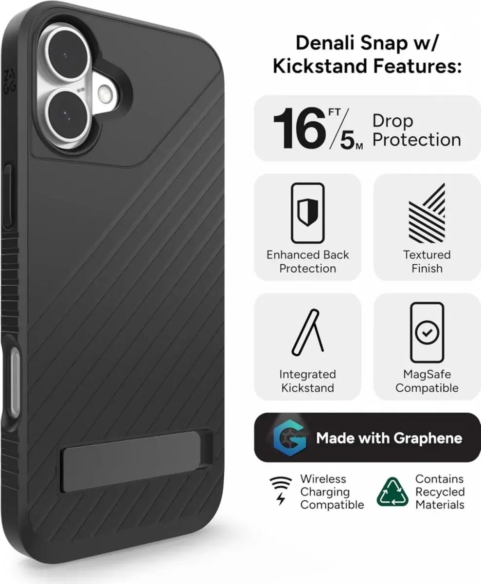 ZAGG Denali Snap Mag KS 702315251 iPhone 16 Plus Hoesje - Zwart