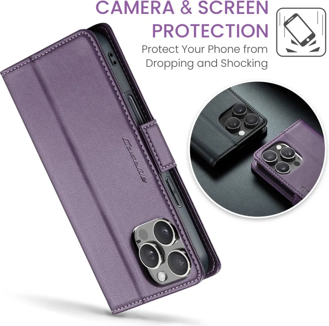 Caseme Wallet Case iPhone 16 Pro - Paars - RFID Bescherming