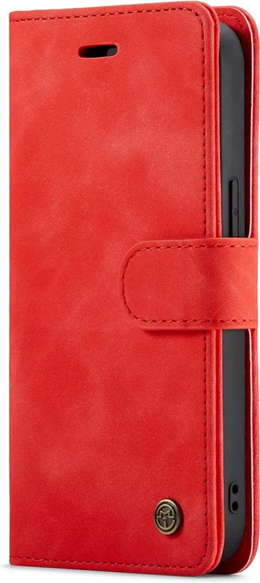 Caseme iPhone 14 Plus Bookcase Hoesje - Effen Rood - 4 Pasjes