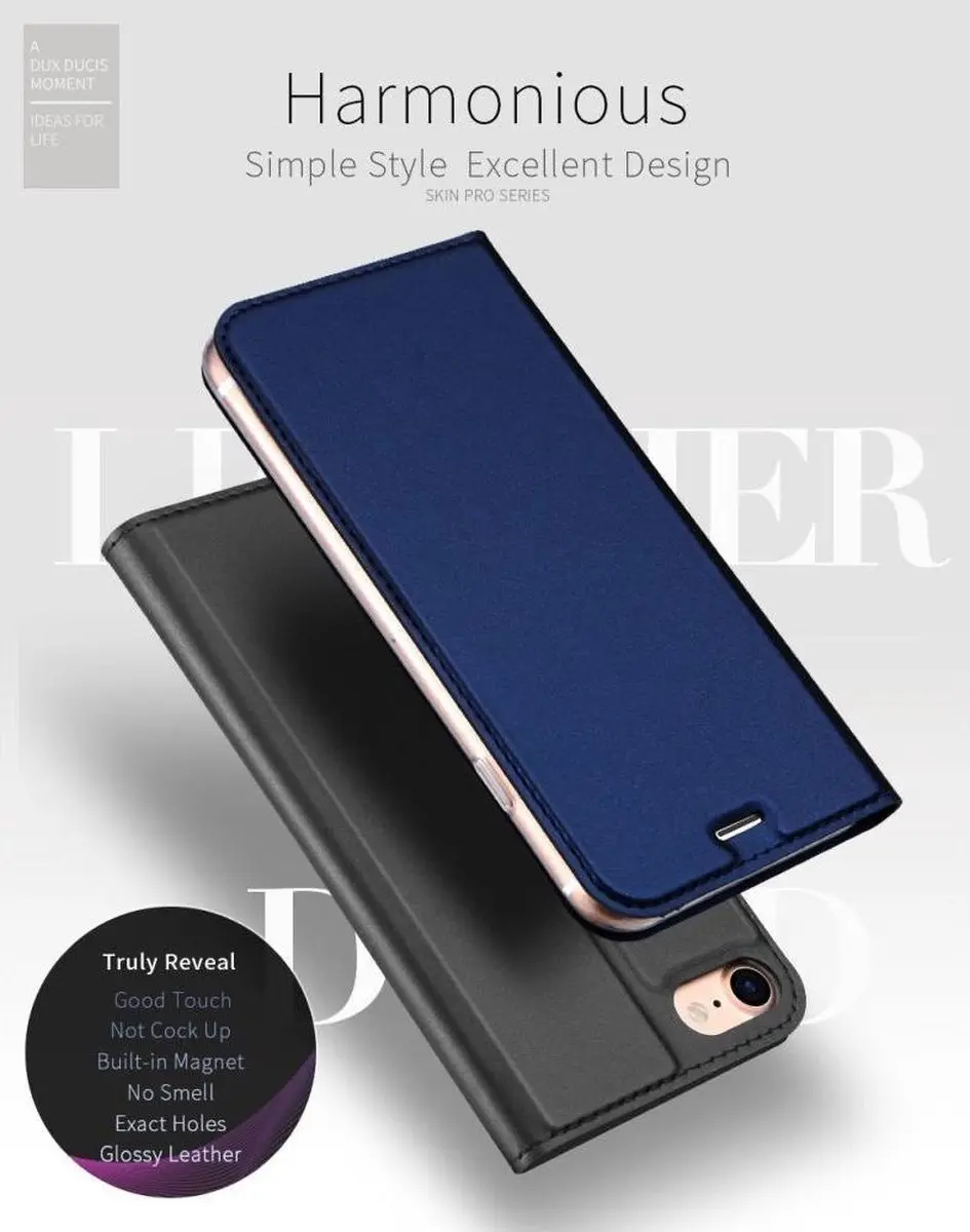 Dux Ducis Slimline Wallet Hoesje iPhone 7/8/SE - Kunstleer - Blauw