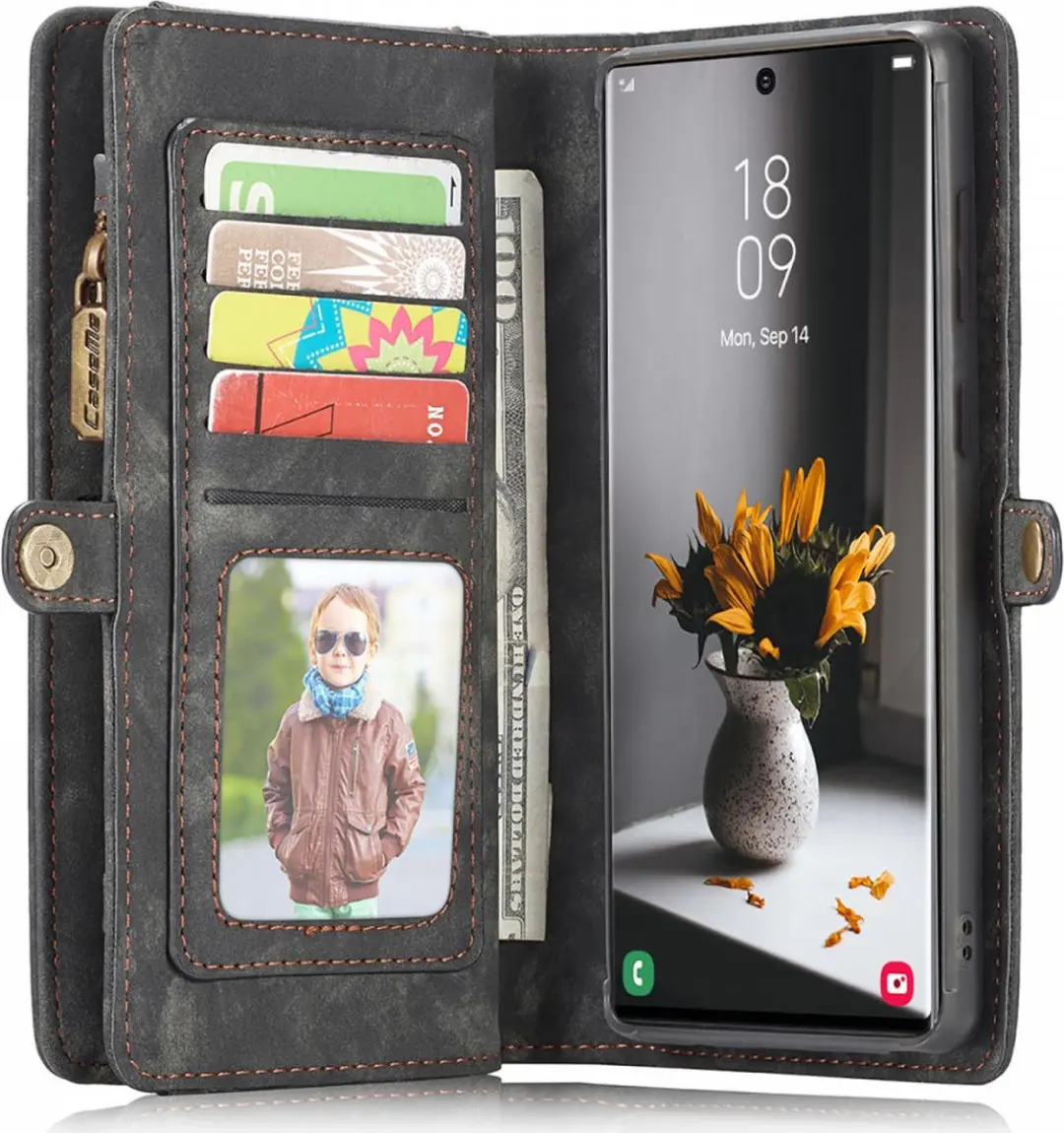 Caseme 008 Book Case Samsung Galaxy S22 Ultra - 10 Pasjes - Zwart
