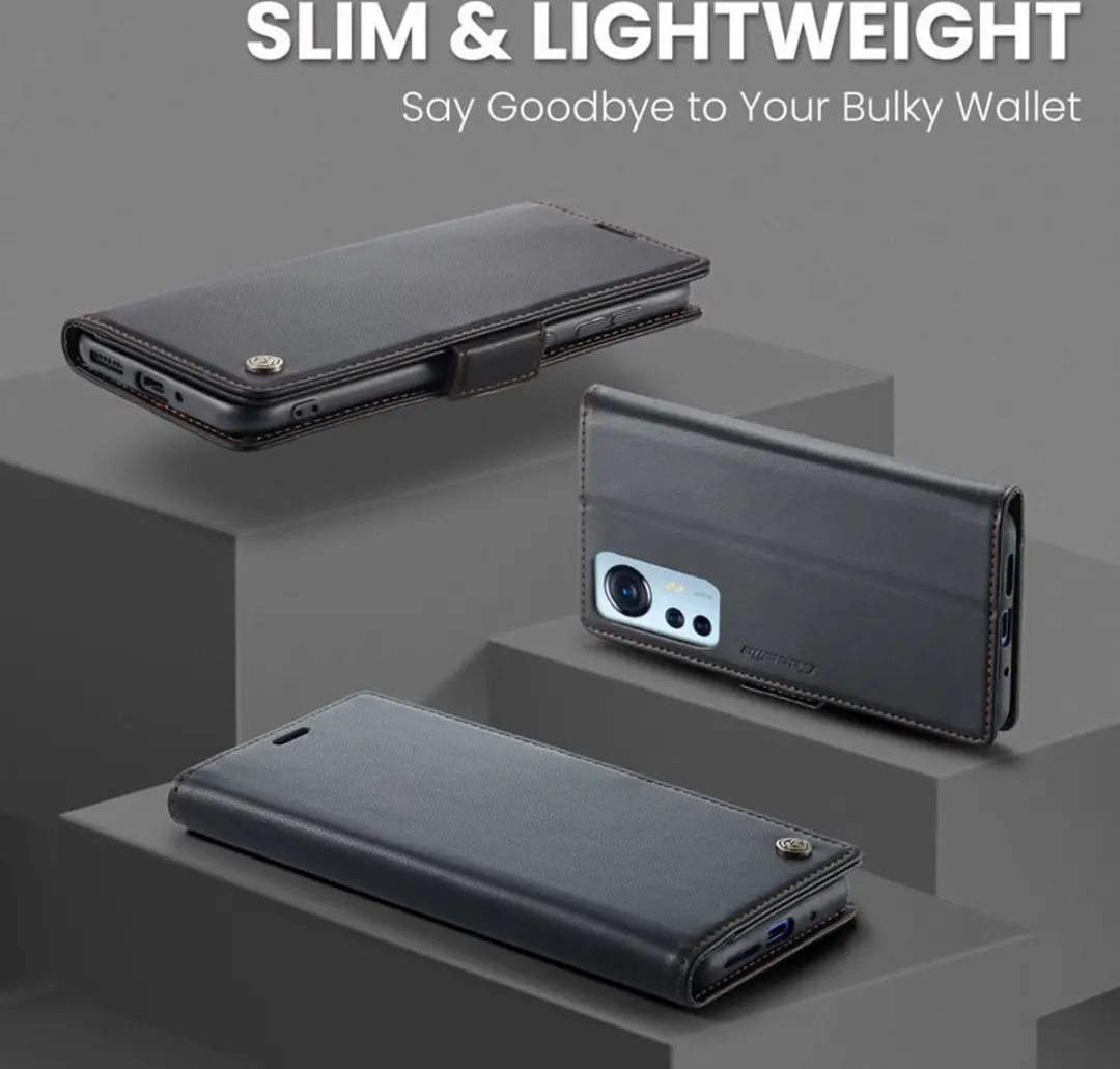 Caseme Wallet Case Xiaomi 12/12X - RFID & Magneetsluiting - 3 Pasjes - Zwart