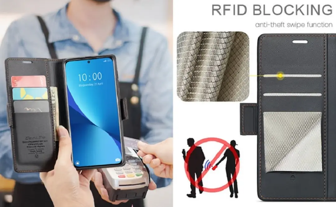 Caseme Wallet Case Xiaomi 12/12X - RFID & Magneetsluiting - 3 Pasjes - Zwart