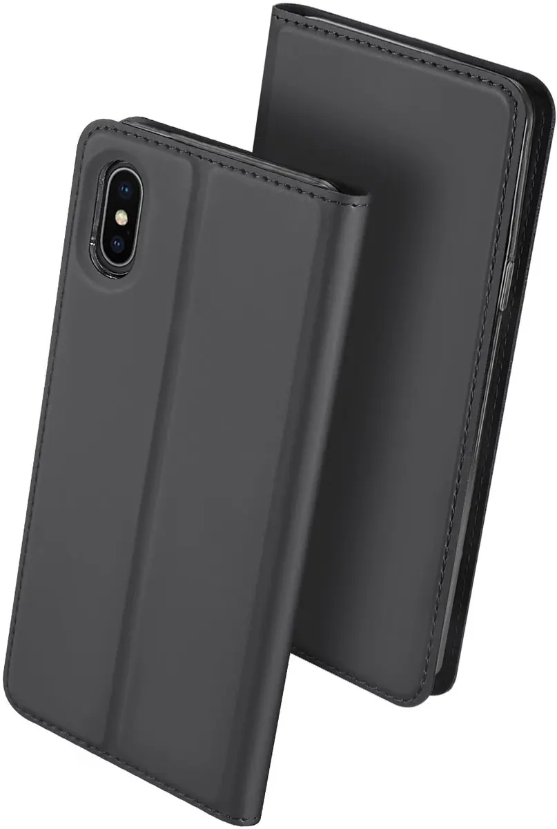 Dux Ducis Skin Pro Series Lederen Hoes iPhone X/XS - 3 Pasjes - Zwart