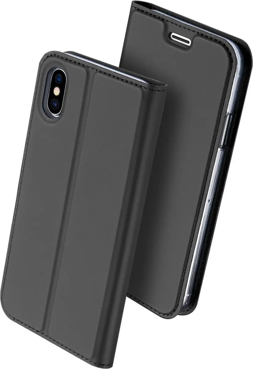 Dux Ducis Skin Pro Series Lederen Hoes iPhone X/XS - 3 Pasjes - Zwart