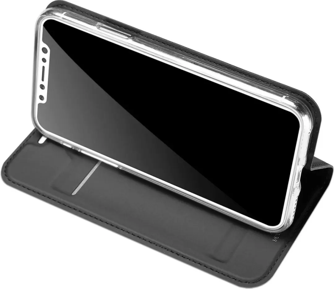 Dux Ducis Skin Pro Series Lederen Hoes iPhone X/XS - 3 Pasjes - Zwart