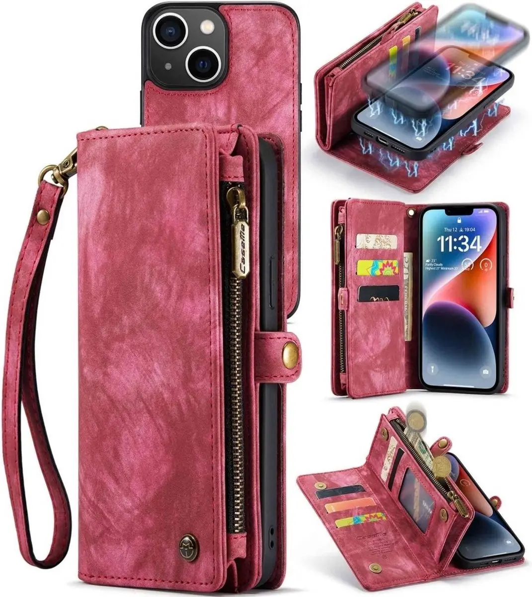 CaseMe 008 iPhone 13 Hoesje - Book Case & Portemonnee 8 Stuks - Pink