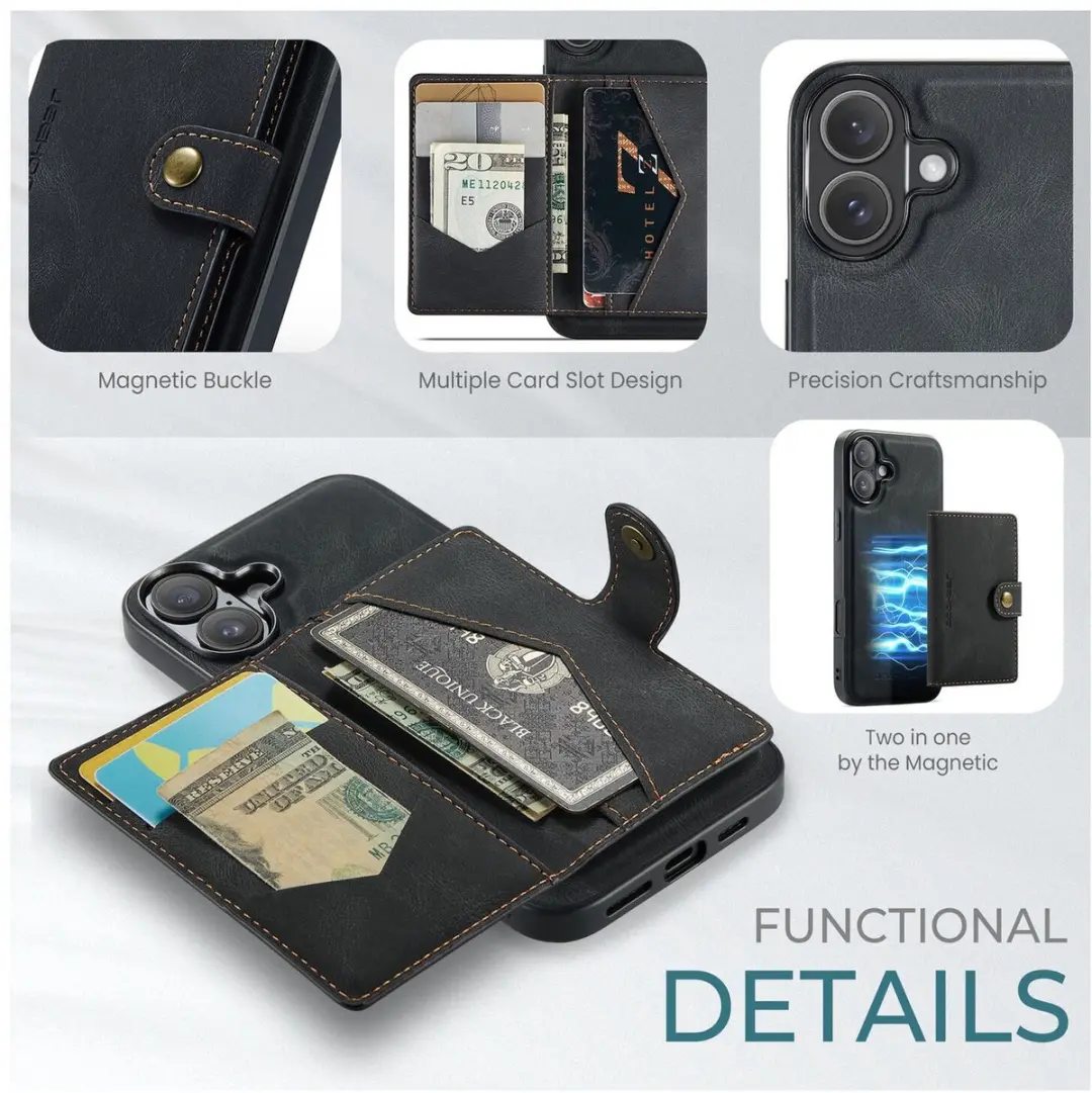Caseme JH-01 Hoesje iPhone 17 - Magnetische Kaarthouder Zwart