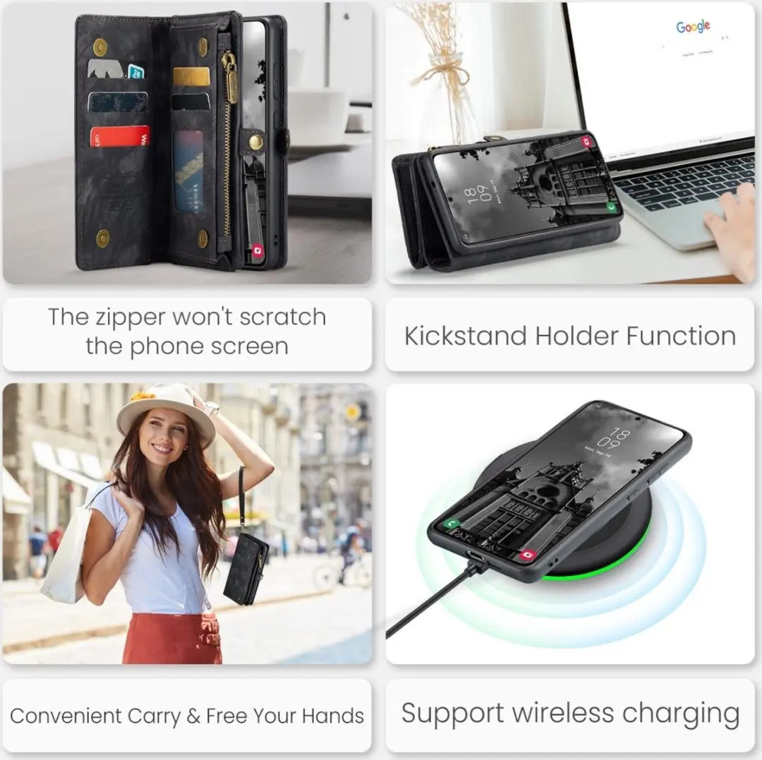 Caseme 008 Hoesje Samsung Galaxy S25 Plus - 8 Pasjes Zwart