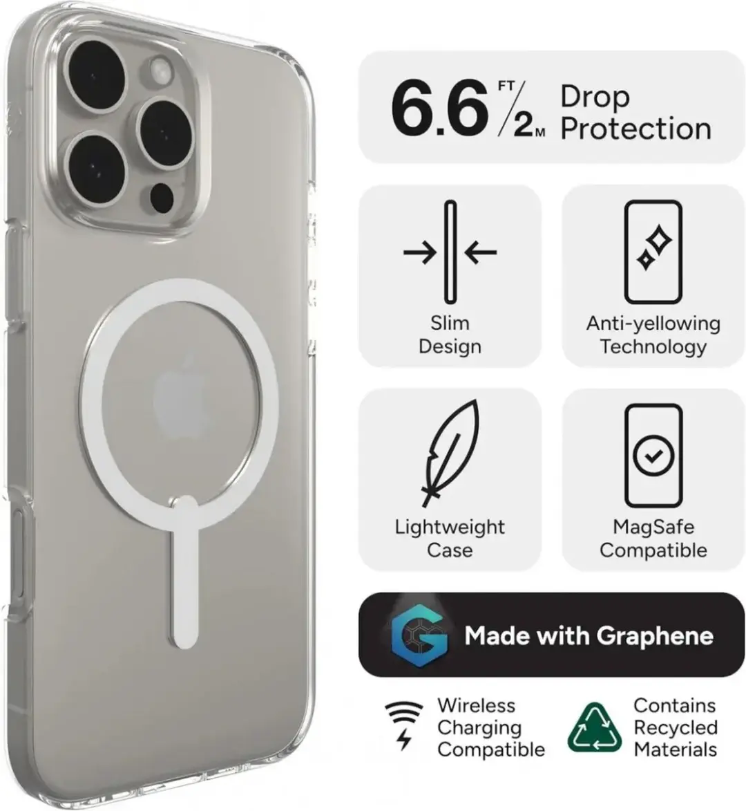 ZAGG Crystal Palace Lite iPhone 16 Pro Max Hoesje - Grafeen Back Cover - 702315037